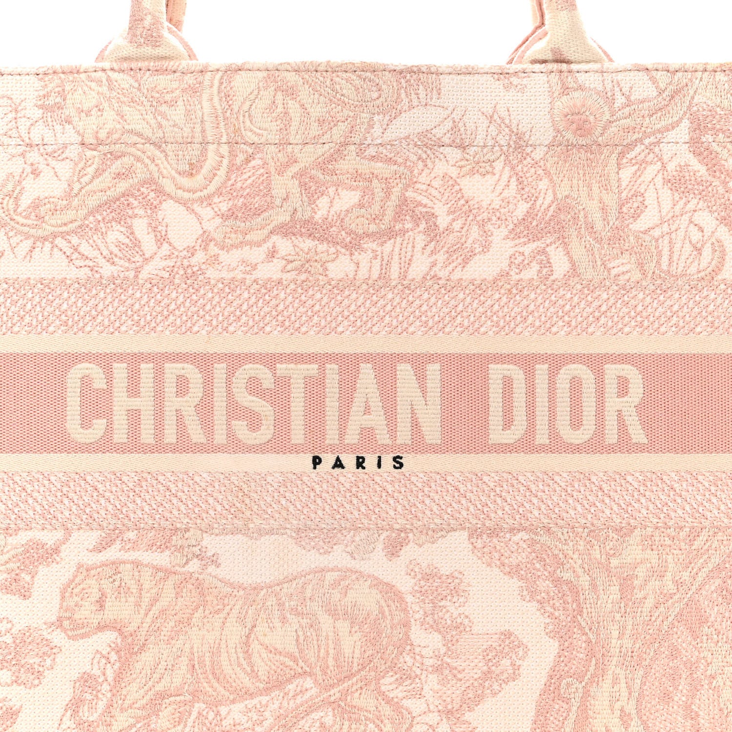 Christian Dior Canvas Toile De Jouy Embroidered Medium Book Tote Pink 7 of 12