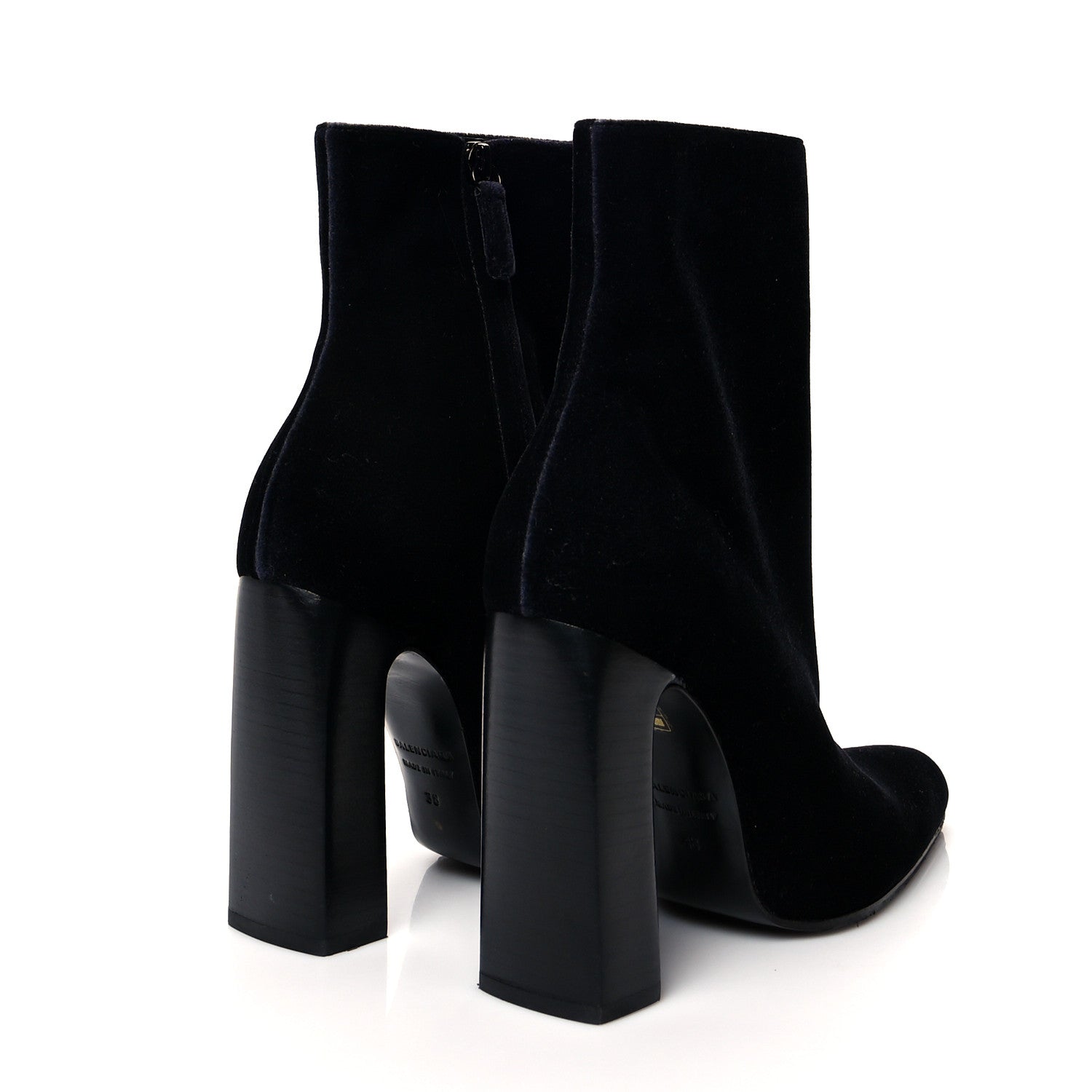 Balenciaga Smooth Velvet Ankle Boots 38 Navy 4 of 6