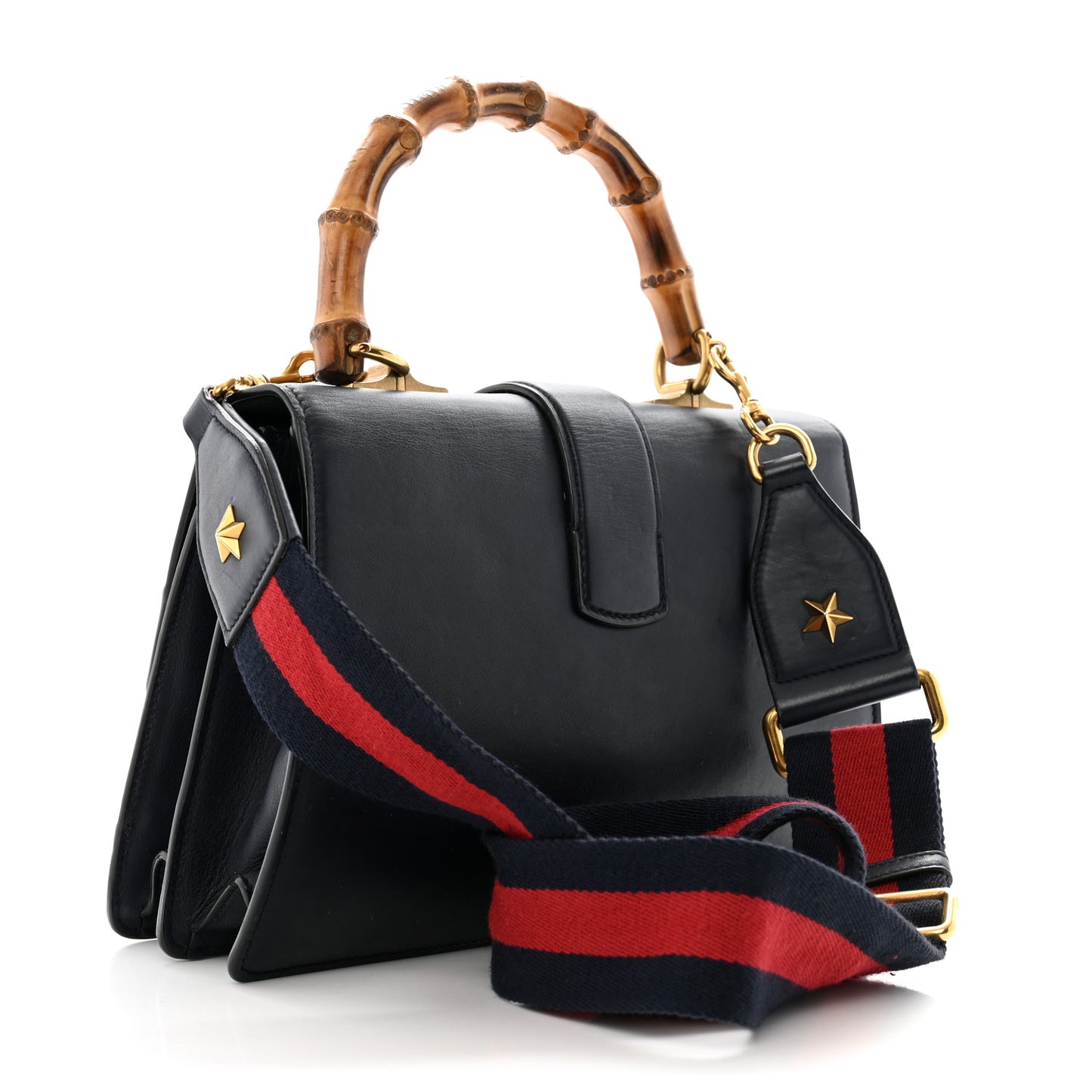 Moon Calfskin Bamboo Web Medium Dionysus Top Handle Bag Blue Emerald Hibiscus Red