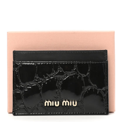 Miu Miu Patent Crocodile Embossed Saint Cocco Card Case Black 8 of 8