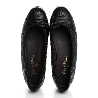 Chanel Aged Calfskin Quilted CC Cap Toe Ballerina Flats 36.5 Black 2 of 11