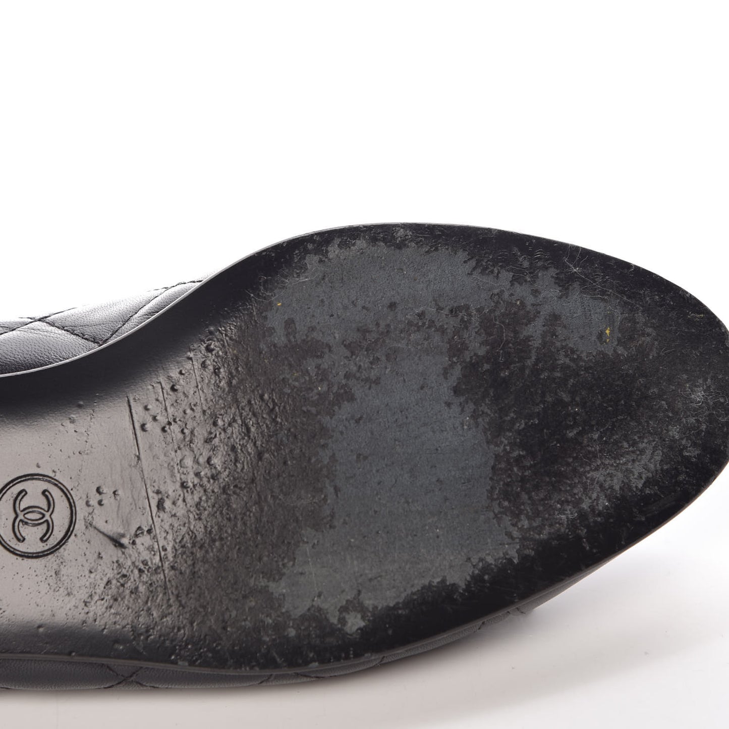 Lambskin Quilted CC Cap Toe Ballerina Flats 37.5 Navy