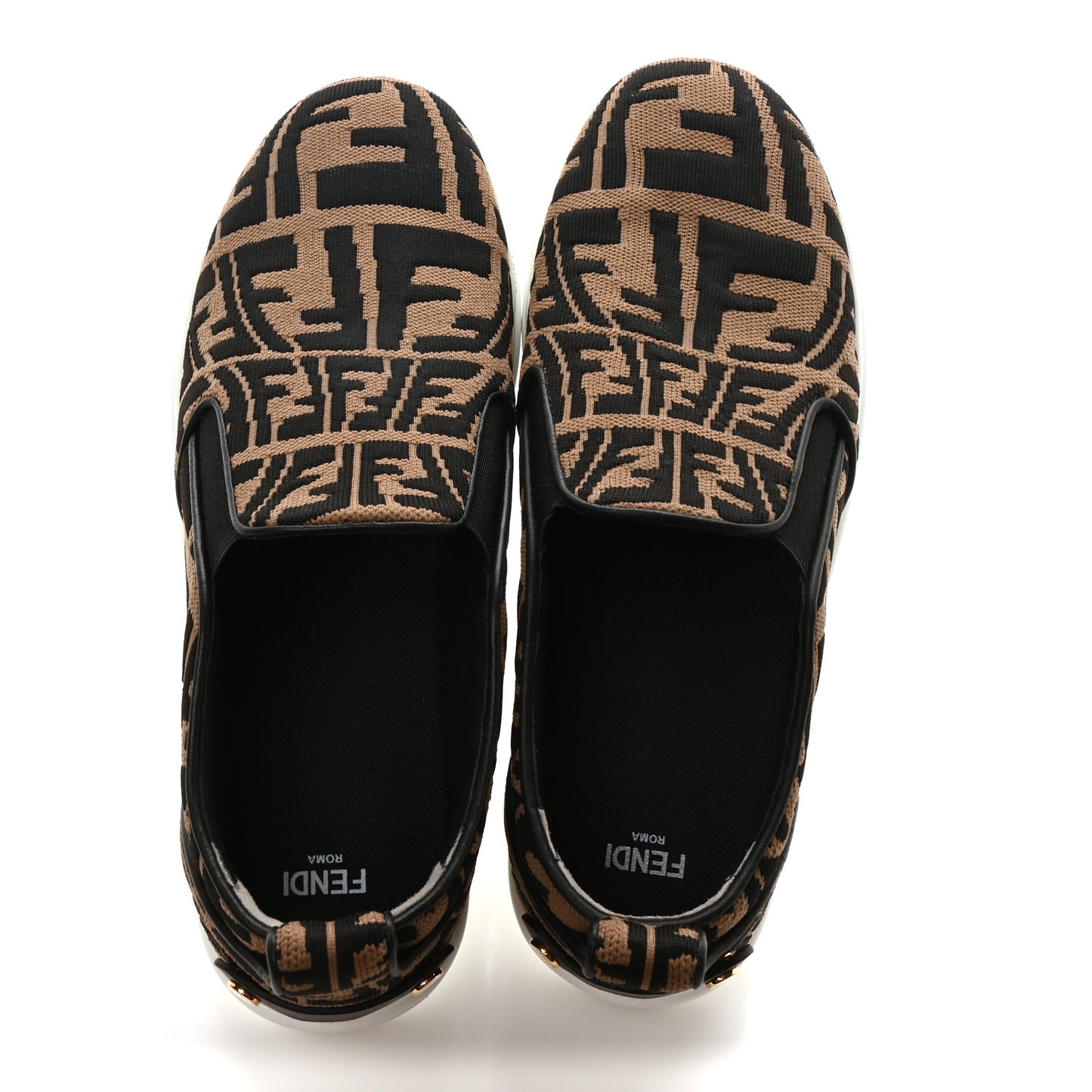 X SARA COLEMAN Canvas FF Vertigo Embroidered Womens Rise Slip On Sneakers 39 Tobacco Black
