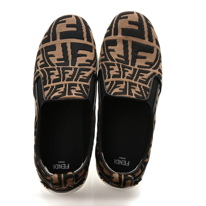 Fendi X SARA COLEMAN Canvas FF Vertigo Embroidered Womens Rise Slip On Sneakers 39 Tobacco Black 2 of 8