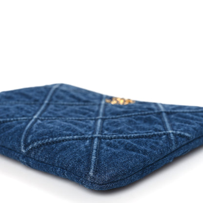 Chanel Denim Quilted Large Chanel 19 Cosmetic Case Blue 9 of 10