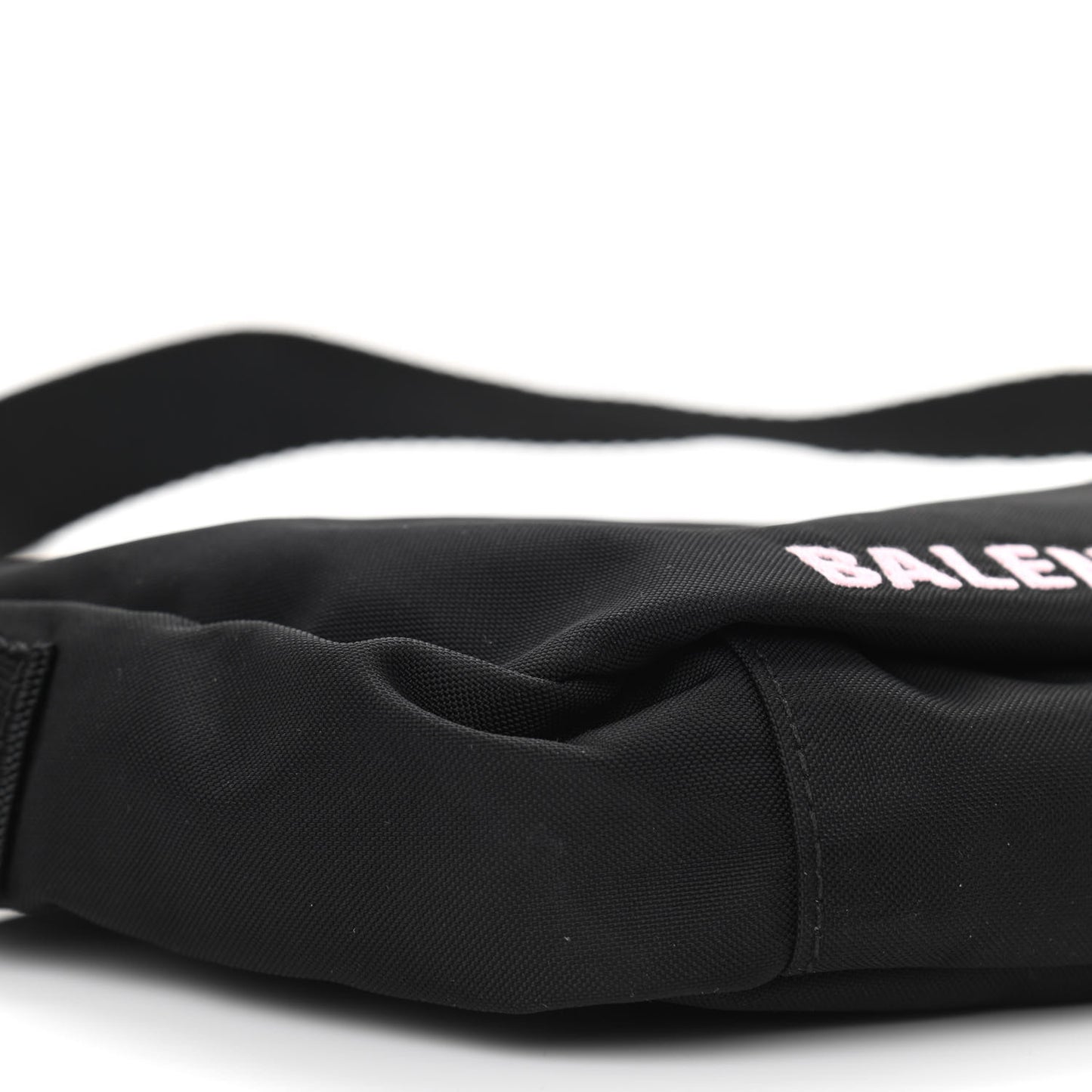 Recycled Sport Nylon Logo Embroidered Wheel Sling Bag Black Candy Pink
