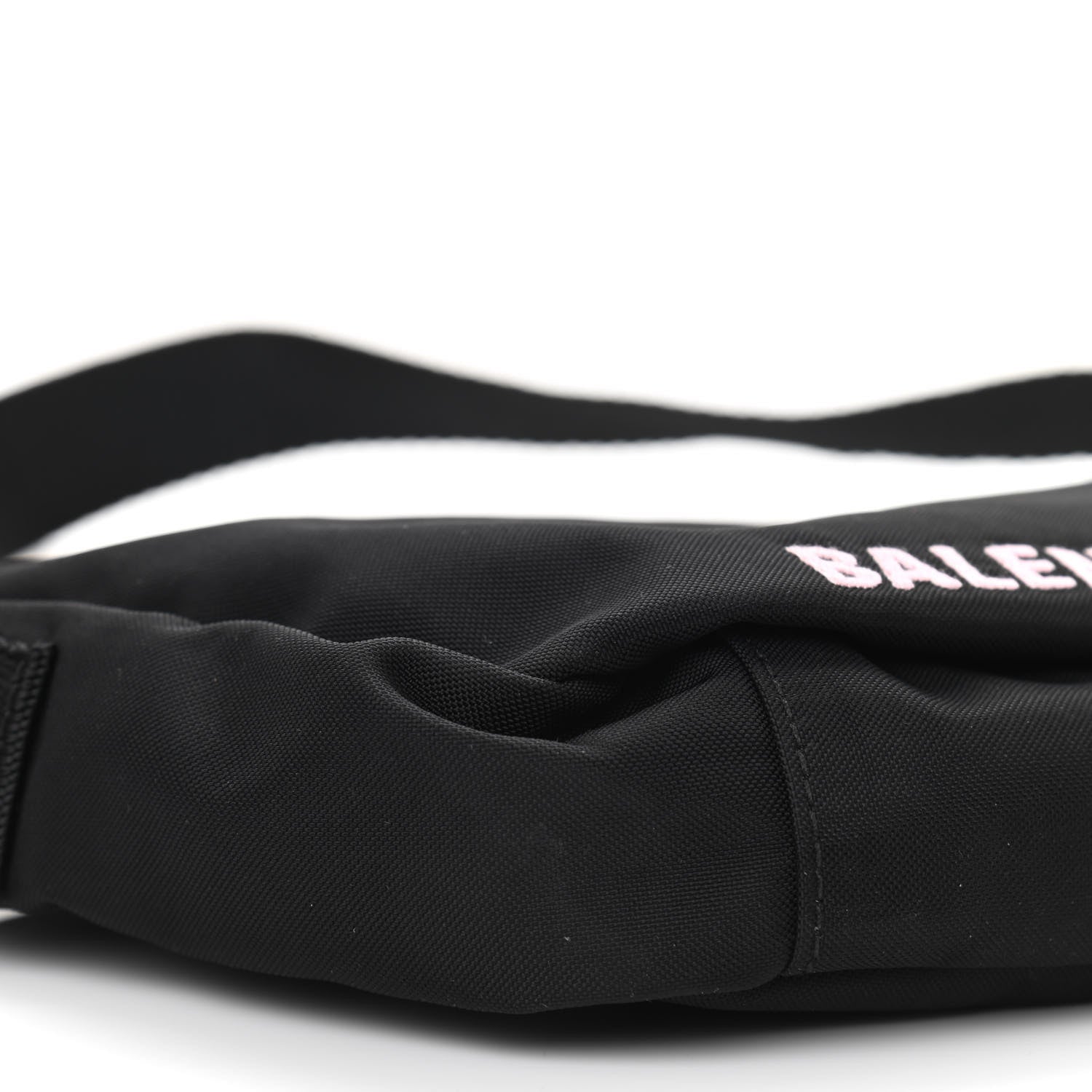 Balenciaga Recycled Sport Nylon Logo Embroidered Wheel Sling Bag Black Candy Pink 9 of 10