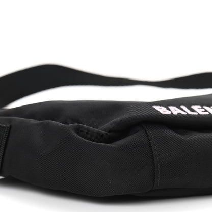 Balenciaga Recycled Sport Nylon Logo Embroidered Wheel Sling Bag Black Candy Pink 9 of 10