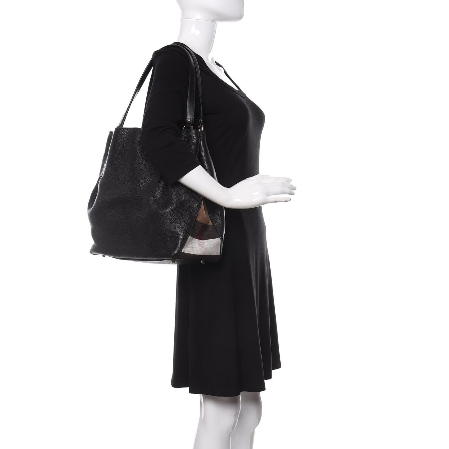 Grainy Calfskin House Check Medium Maidstone Black