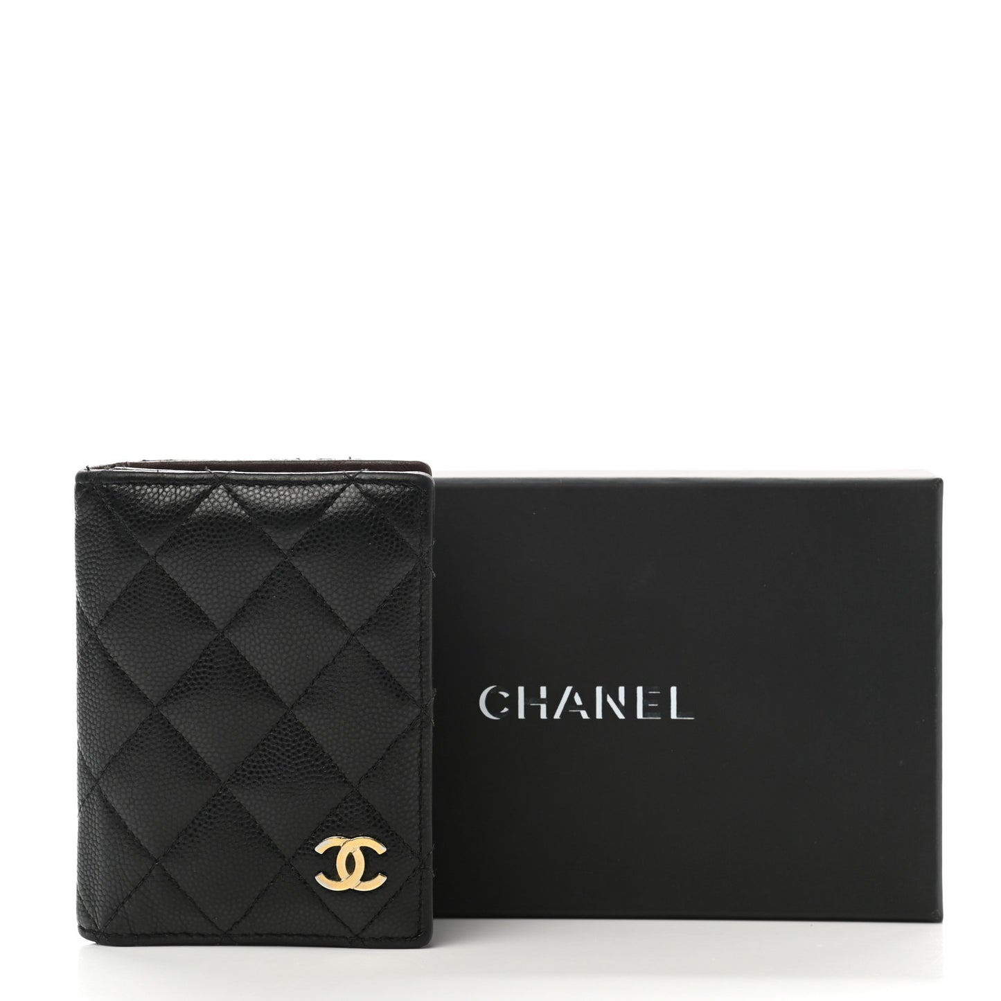 Caviar Quilted Card Holder Wallet Black