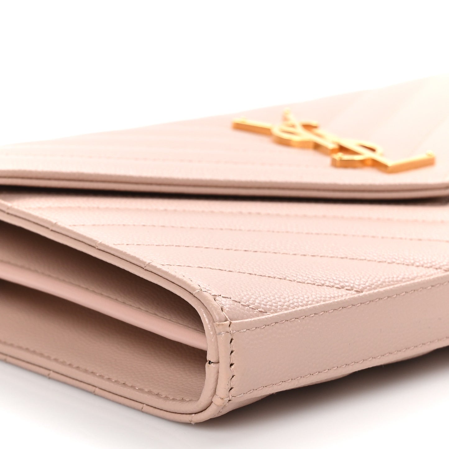 Grain De Poudre Matelasse Chevron Monogram Chain Wallet Pale Pink