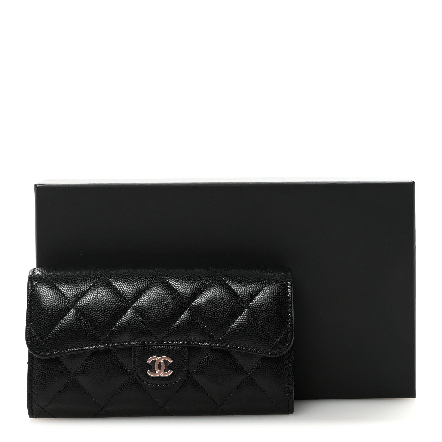 Chanel Caviar Quilted Medium Gusset Flap Wallet Black 9 of 9