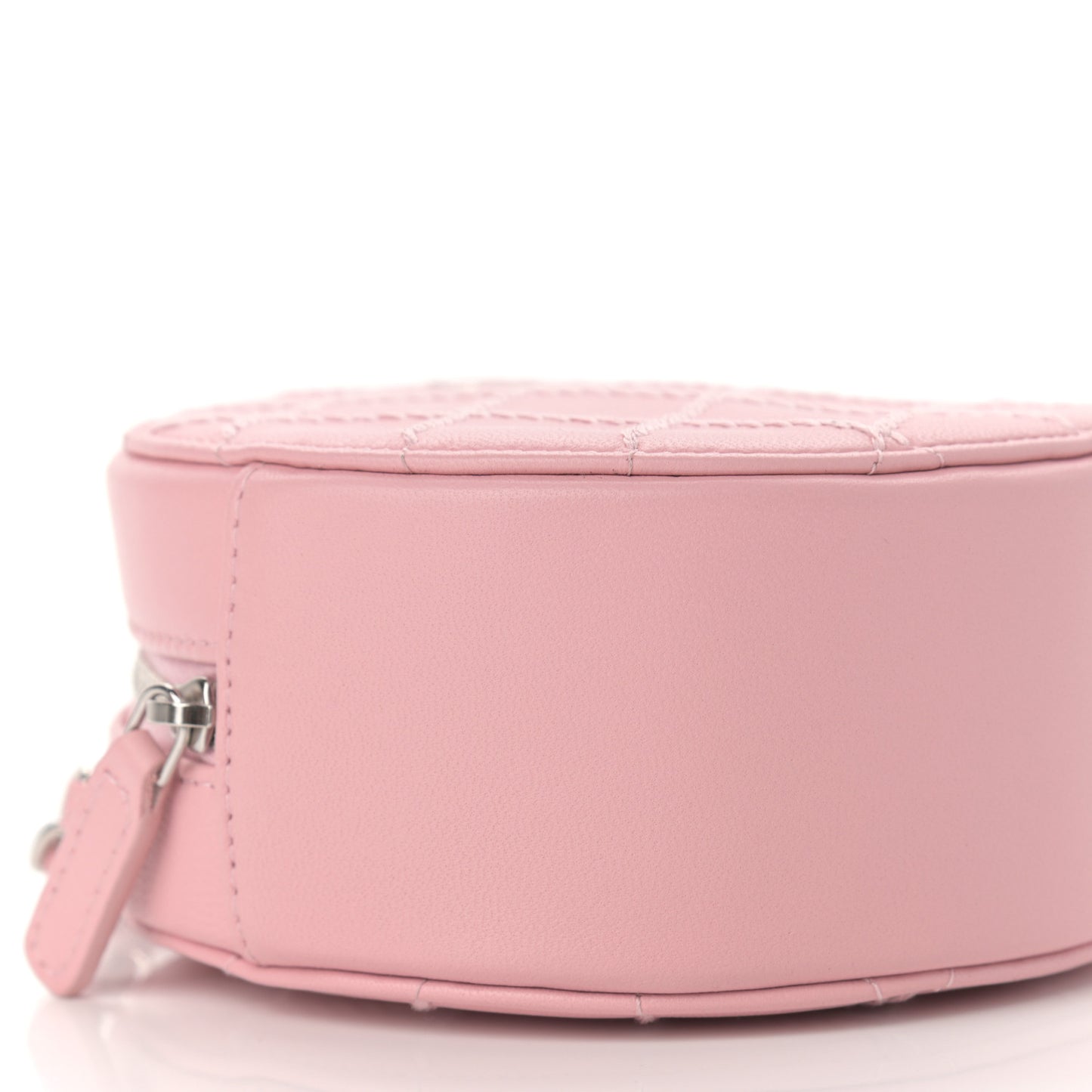 Lambskin Stitch Round Clutch With Chain Pink