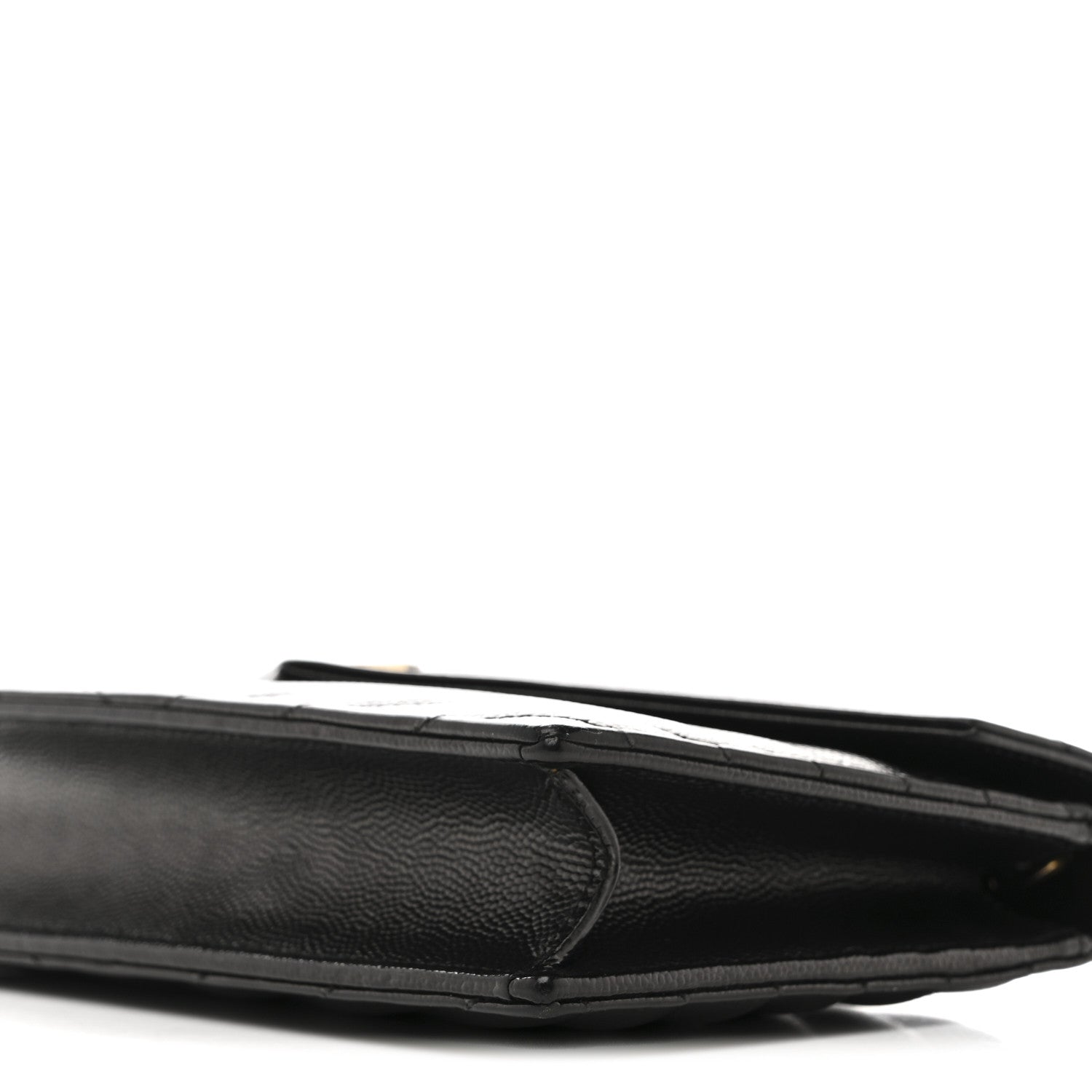 Saint Laurent Grain De Poudre Matelasse Chevron Monogram Envelope Chain Wallet Black 10 of 15