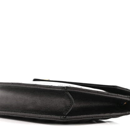 Saint Laurent Grain De Poudre Matelasse Chevron Monogram Envelope Chain Wallet Black 10 of 15