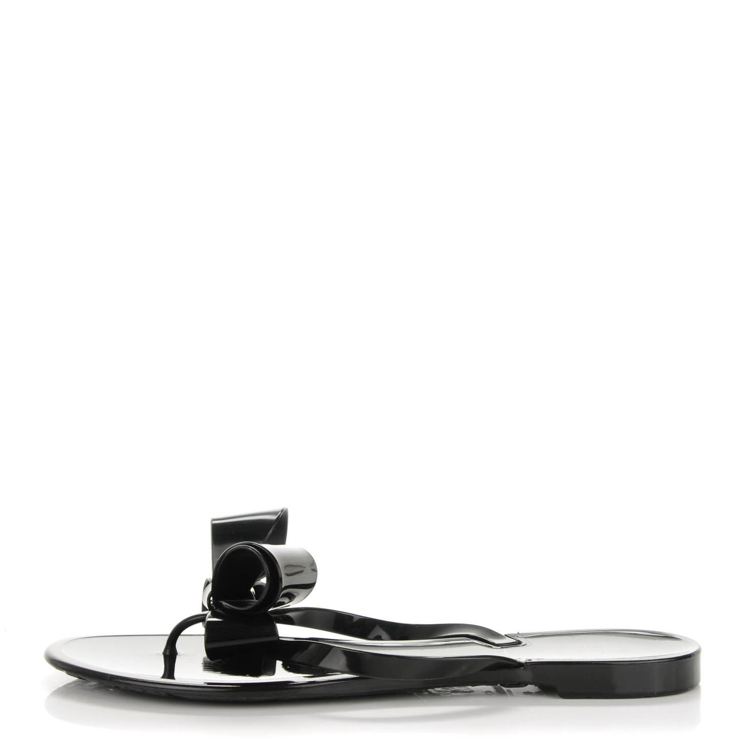 PVC Jellow Bow Thong Sandals 41 Black