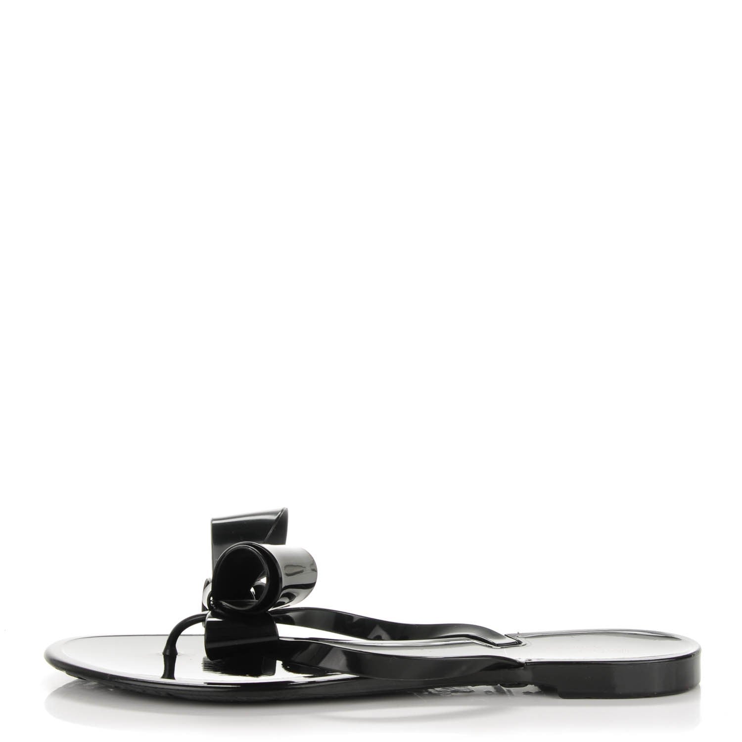 Valentino Garavani PVC Jellow Bow Thong Sandals 41 Black 1 of 7