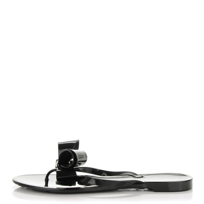 Valentino Garavani PVC Jellow Bow Thong Sandals 41 Black 1 of 7
