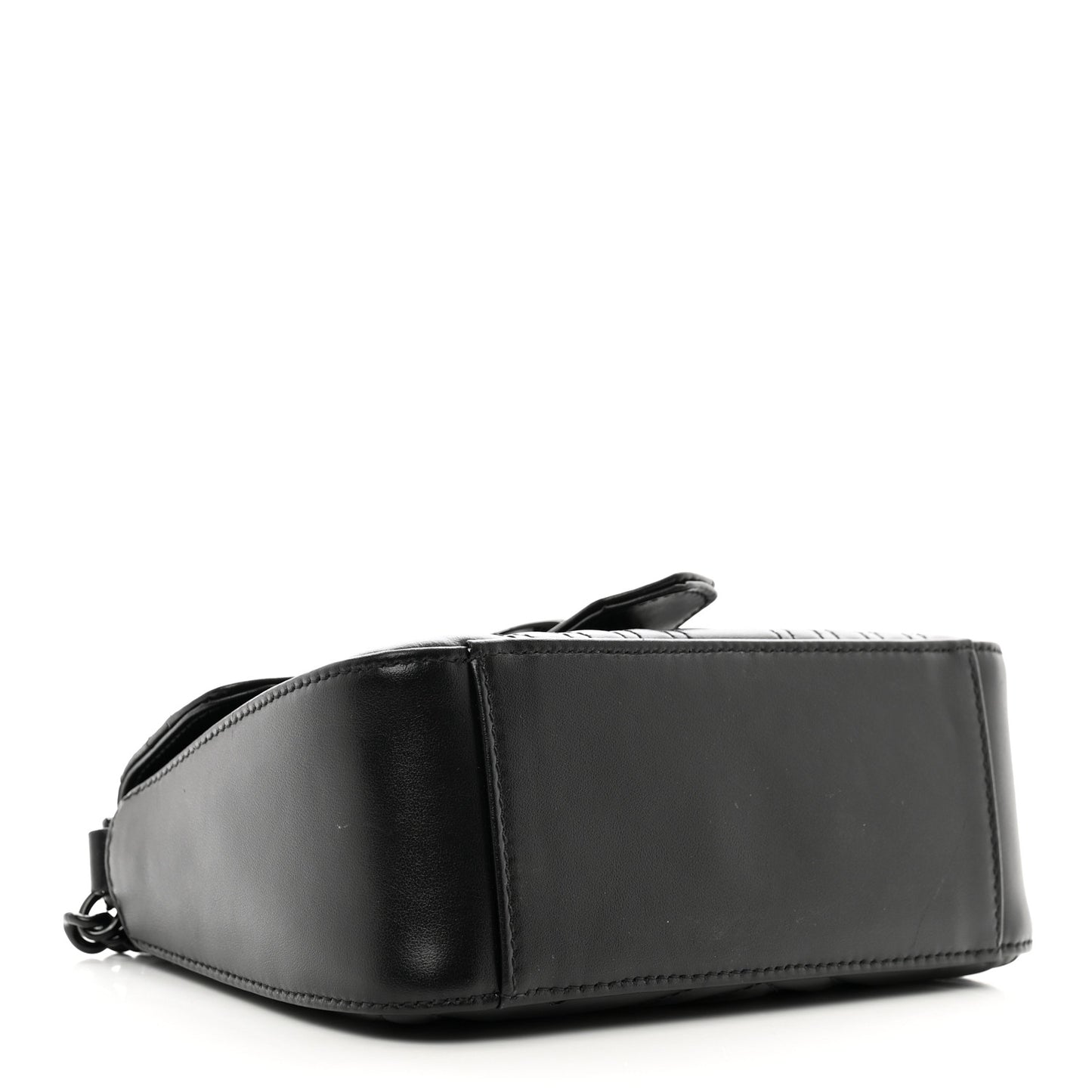 Calfskin Matelasse Monochrome Mini GG Marmont Top Handle Shoulder Bag Black