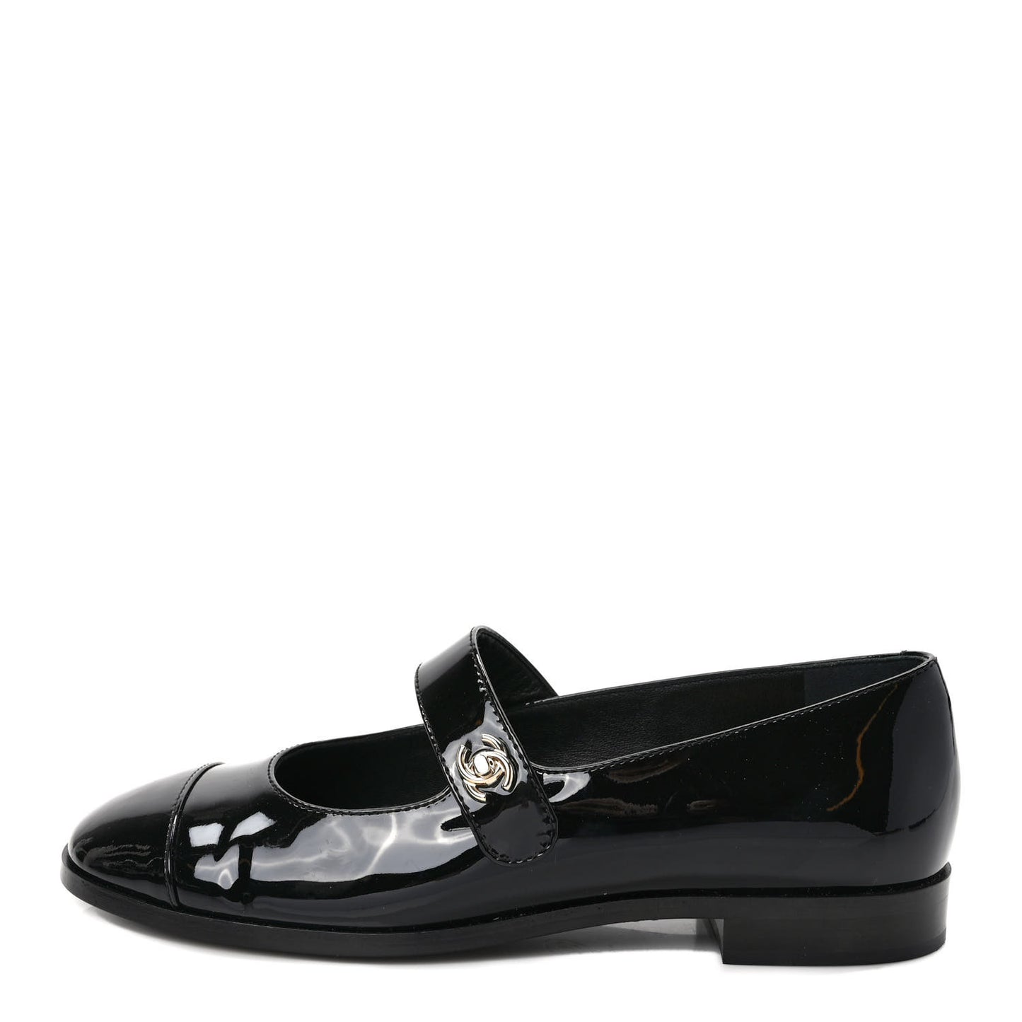 Patent Calfskin Mary Janes Flats 38.5 Black
