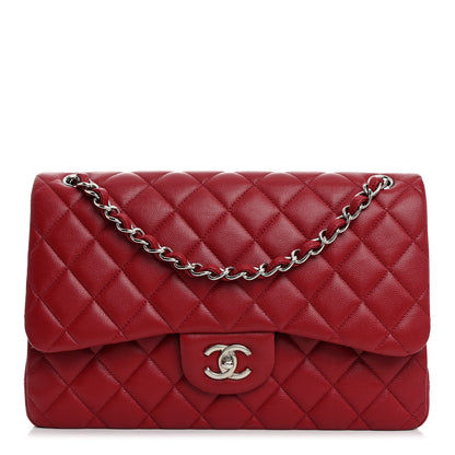 Chanel Caviar Quilted Jumbo Double Flap Dark Red 1 of 10