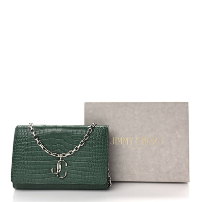 Jimmy Choo Calfskin Crocodile Embossed Varenne Chain Clutch Cactus 9 of 9