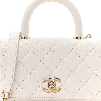 Chanel Caviar Quilted Extra Mini Coco Handle Flap White 9 of 14