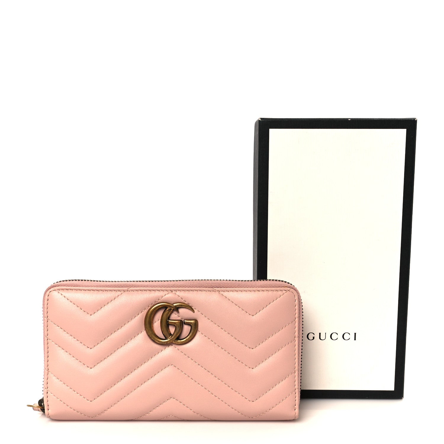 Gucci Calfskin Matelasse GG Marmont Zip Around Wallet Perfect Pink 9 of 9