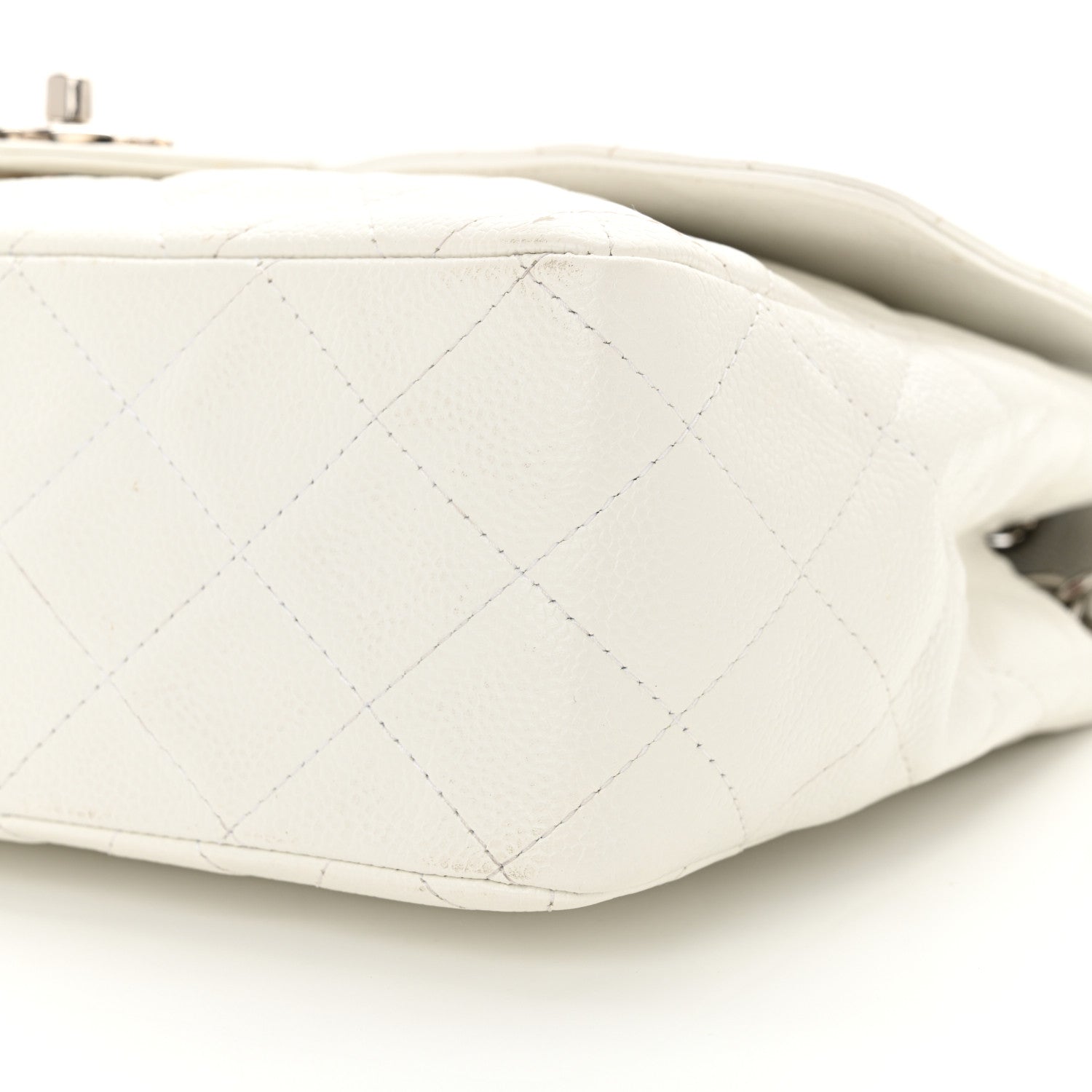 Chanel Caviar Quilted Jumbo Single Flap White 10 of 15