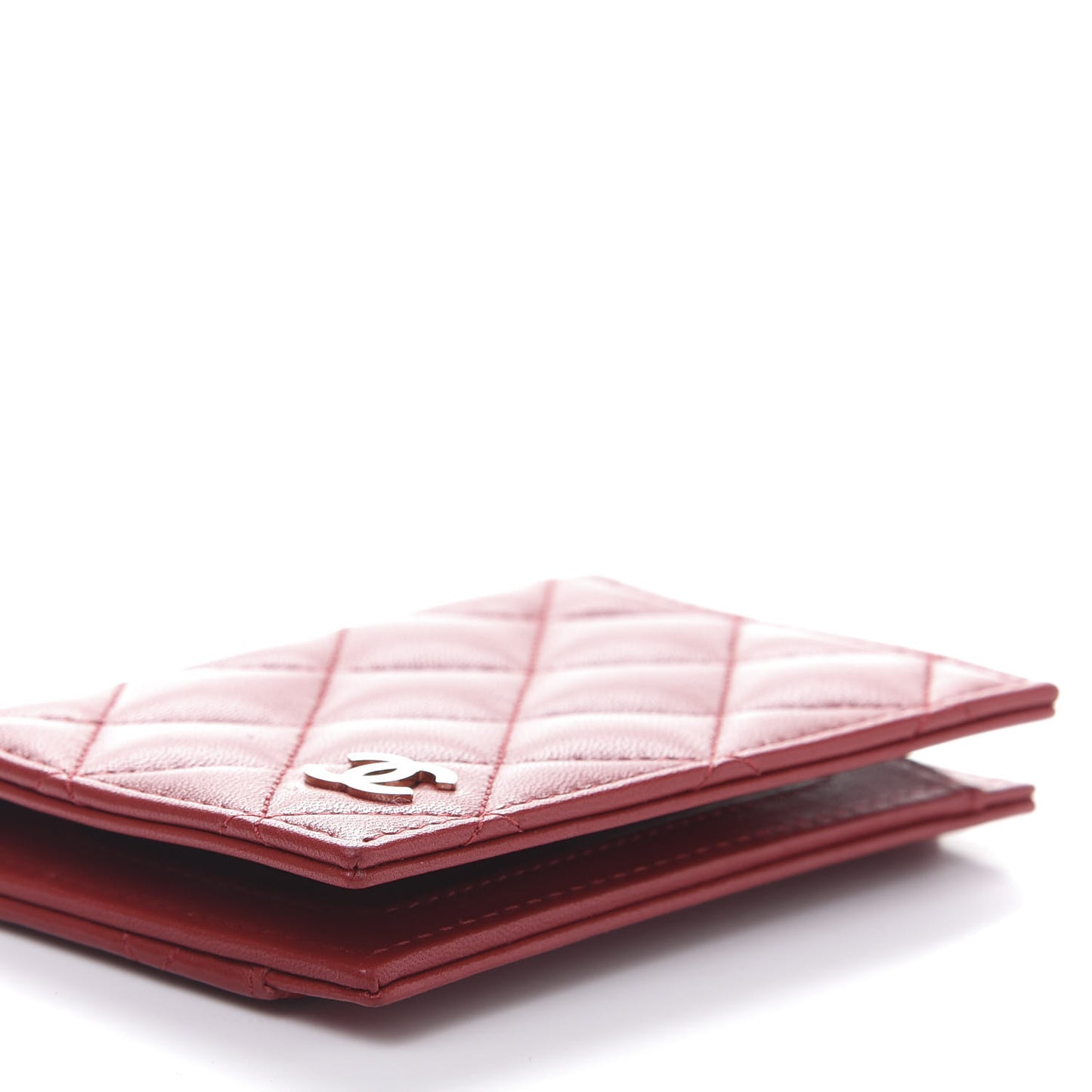 Lambskin Quilted Card Holder Wallet Red