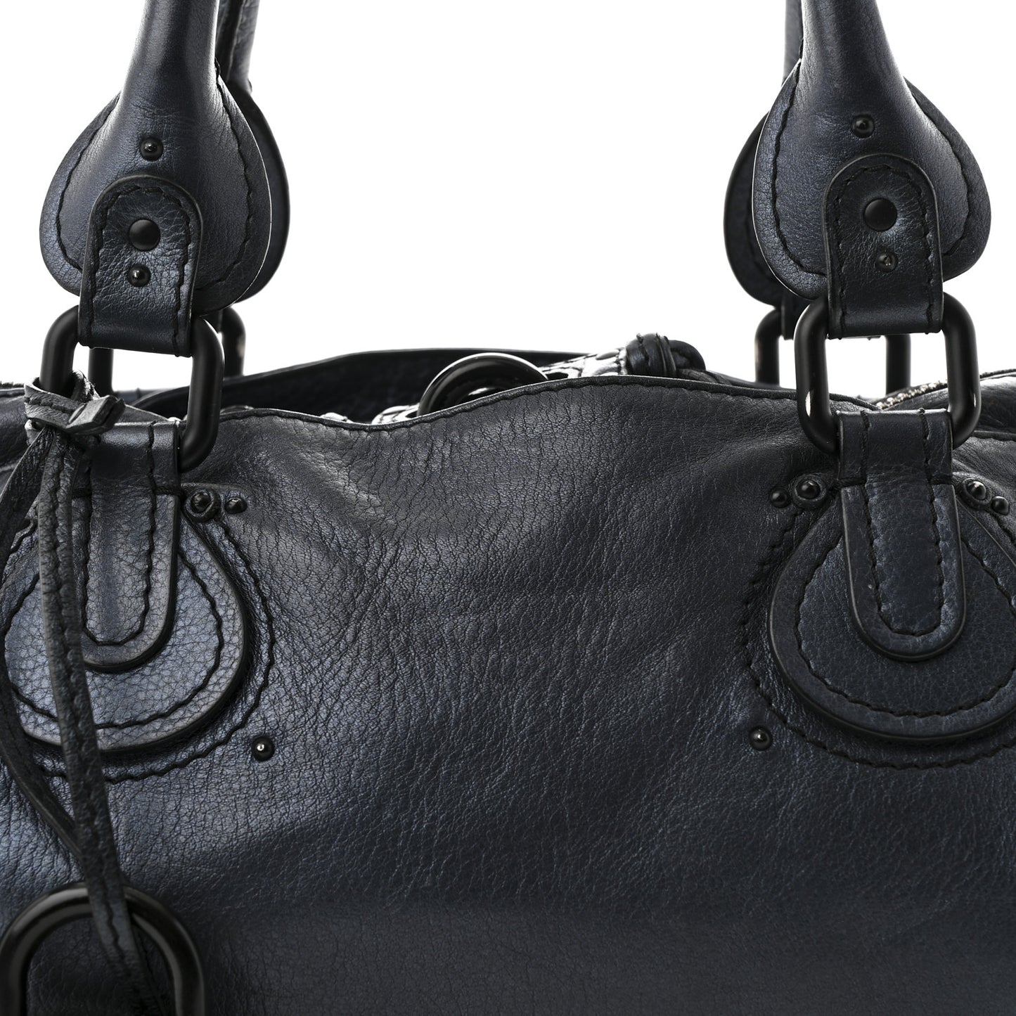 Metallic Calfskin Paddington Satchel Blue Nuit