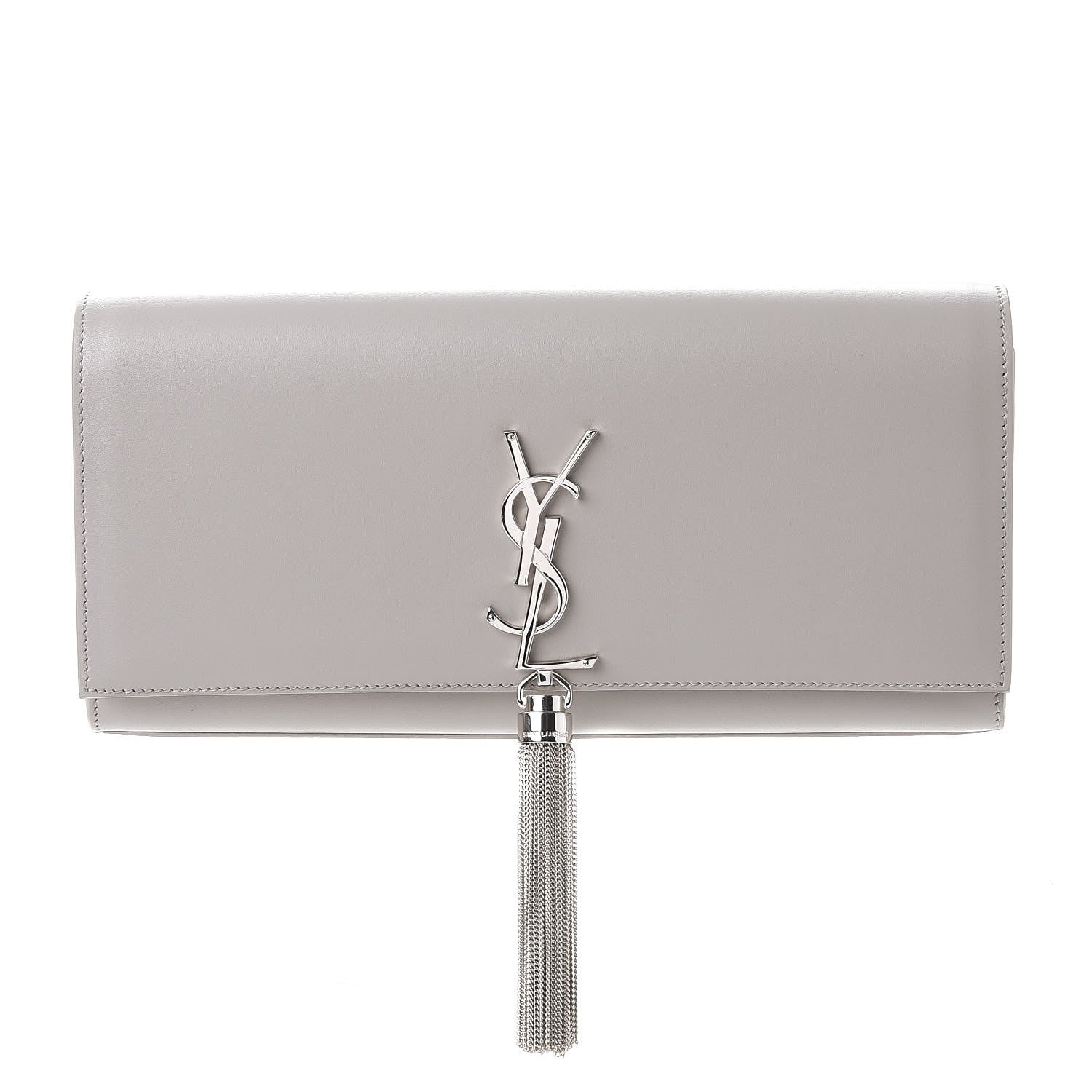 Saint Laurent Calfskin Classic Monogram Tassel Clutch Souris 1 of 7