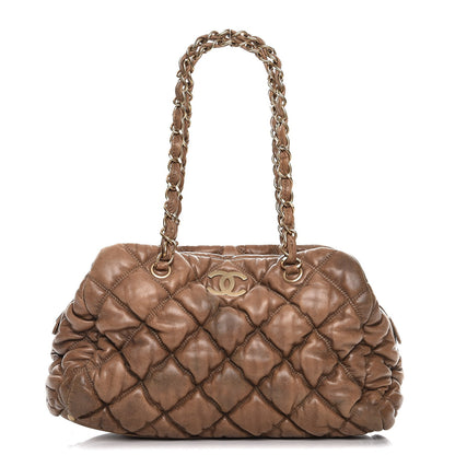 Chanel Lambskin Bubble Quilt Bowler Dark Beige 1 of 14