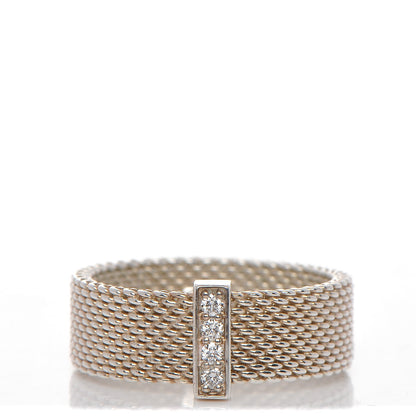 Tiffany Sterling Silver Diamond Mesh Somerset Ring 57 8 1 of 4