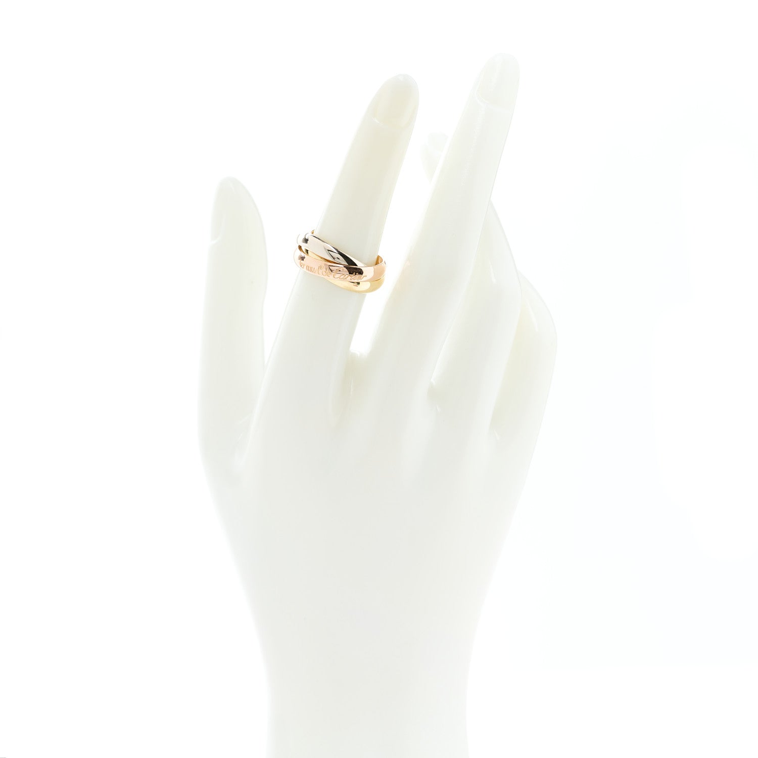 Cartier 18K Pink Yellow White Gold Classic Les Must De Cartier Trinity Ring 52 6 2 of 5