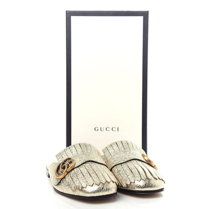 Gucci Galassia Womens GG Marmont Fringe Slippers 37.5 Platino 10 of 10