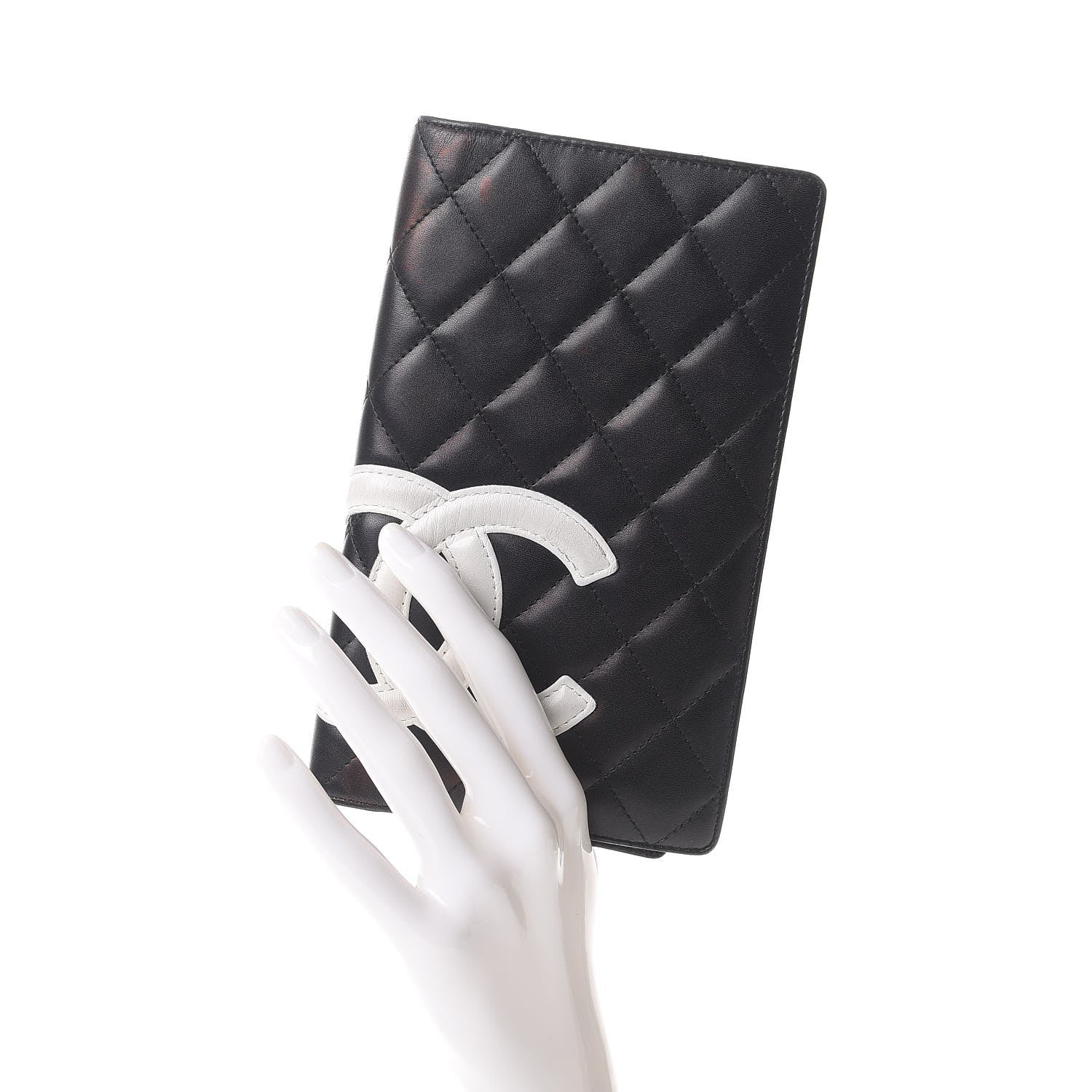 Chanel Calfskin Quilted Cambon Yen Wallet Black White 2 of 11