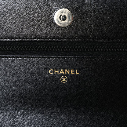Chanel Lambskin Quilted Crystal CC Wallet On Chain WOC Black 6 of 11