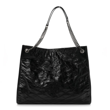 Saint Laurent Crinkled Calfskin Matelasse Monogram Large Niki Shopper Tote Black 1 of 11