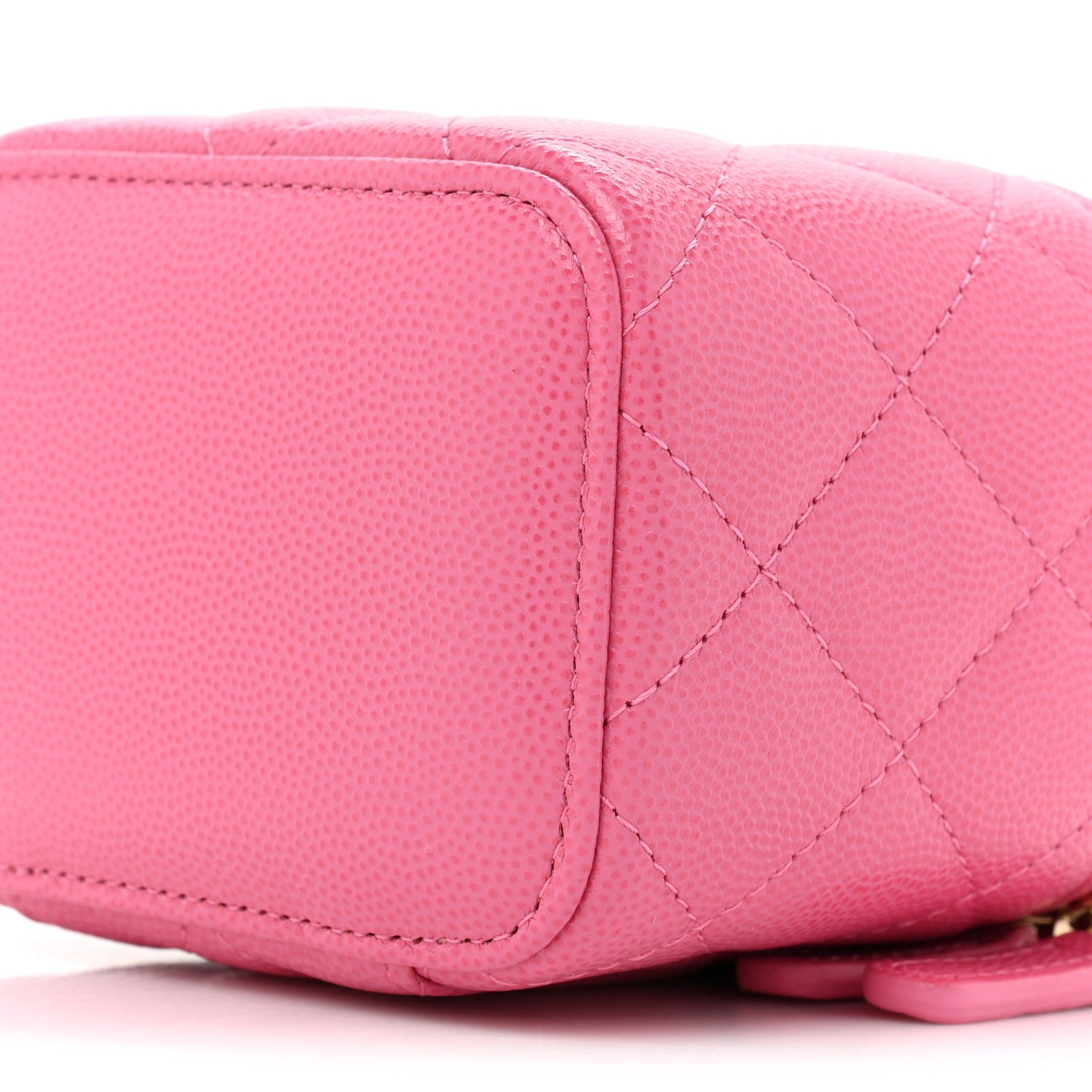 Caviar Quilted Mini Vanity Case With Chain Pink