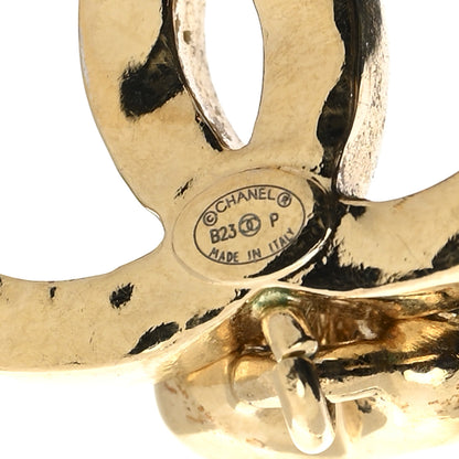 Chanel Metal Crystal CC Heart Drop Earrings Gold 4 of 4
