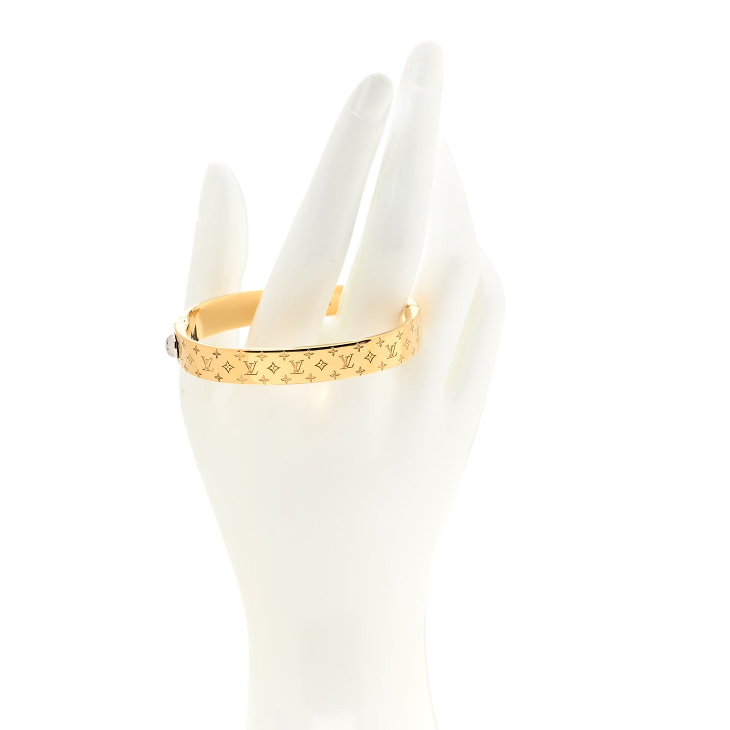Brass Crystal Monogram Nanogram Strass Cuff S Gold