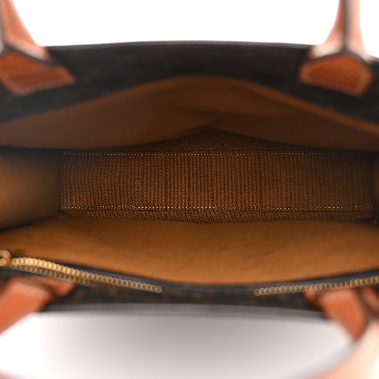 Celine Triomphe Canvas Calfskin Small Vertical Cabas Tan 5 of 10