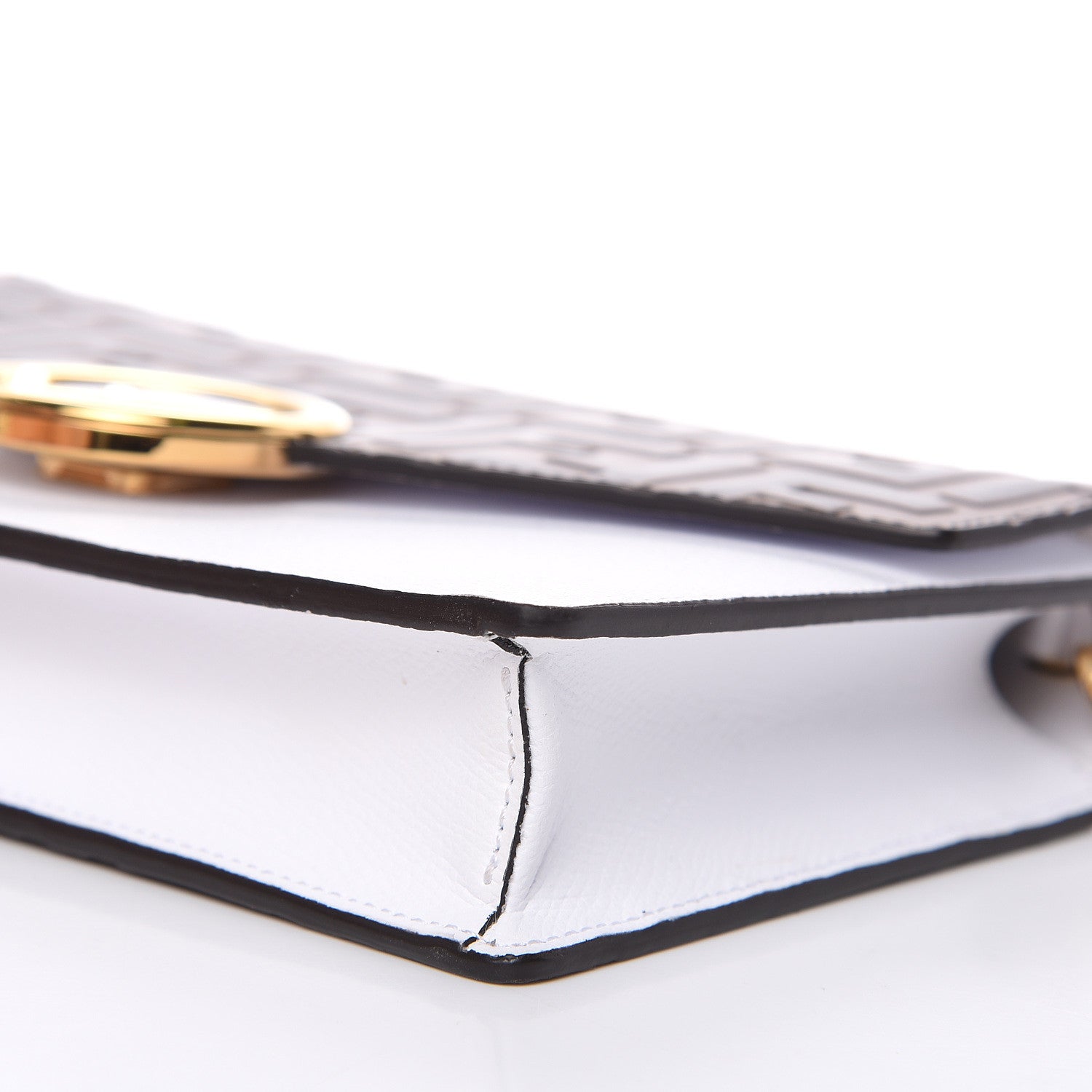 Fendi Vitello Cruise F is Fendi FF 1974 Embossed Medium Envelope Wallet On Chain Optical White Maya Black 9 of 9