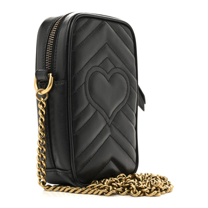 Gucci Calfskin Matelasse Mini GG Marmont Crossbody Bag Black 3 of 14