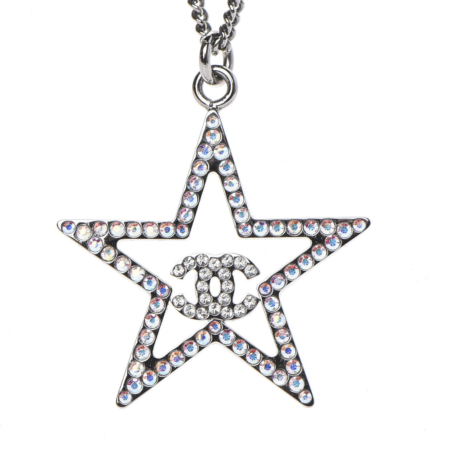 Ruthenium Crystal Star CC Necklace Iridescent Pink
