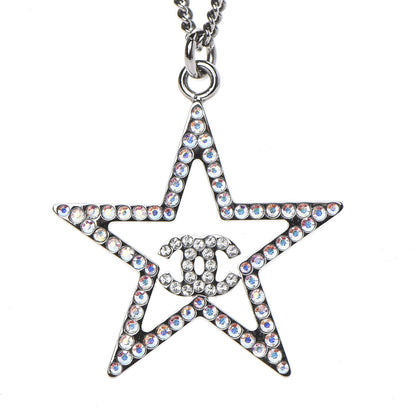 Chanel Ruthenium Crystal Star CC Necklace Iridescent Pink 5 of 6