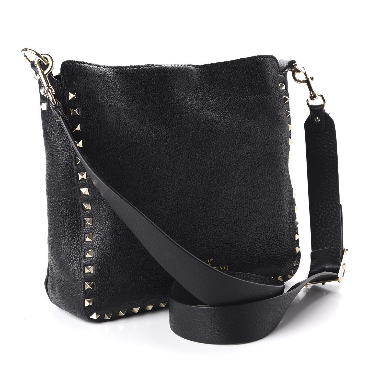 Valentino Garavani Pebbled Calfskin Small Rockstud Flip-Lock Messenger Bag Black 3 of 9