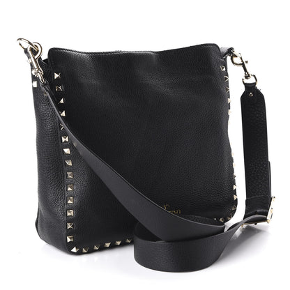 Valentino Garavani Pebbled Calfskin Small Rockstud Flip-Lock Messenger Bag Black 3 of 9