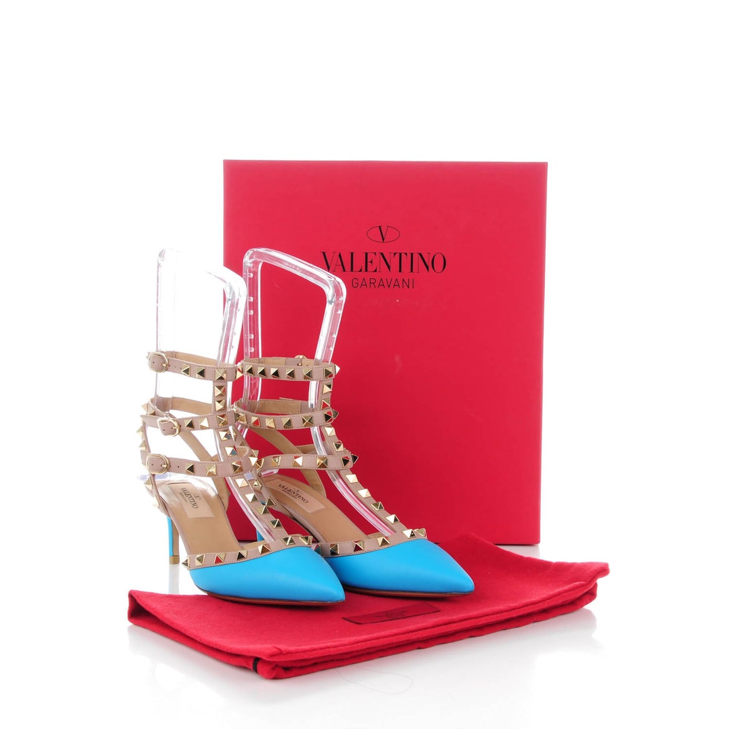 Nappa Rockstud Ankle Strap 65mm Pumps 35.5 Parrot Poudre